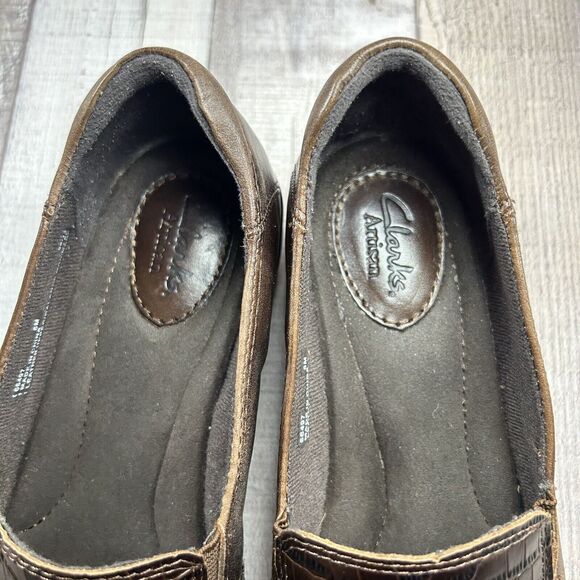 Clarks Women's Artisan Slip On Leather Loafer Shoes Croc Print Brown Size 6 M - Picture 13 of 15